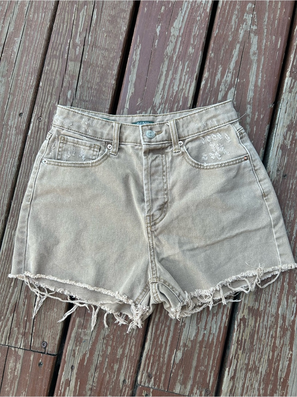 wild fable Faded Taupe High-Rise Frayed Hem Jean Shorts